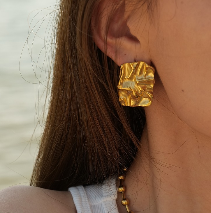 Stainless Steel Metallic Gold Earrings